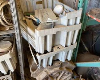 4216  2 Engine Blocks, Header, Chrome Trim, and Misc 