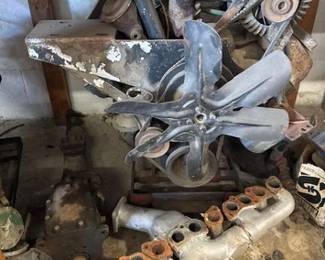 1508  DeSoto V8 Engine, Transmission, and Exhaust Manifold 