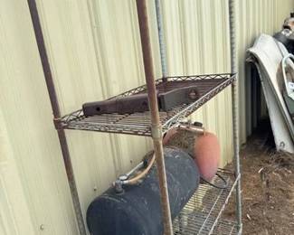 4502  Metal Rack with Tow Hitch, 2 Air Tanks, 1 Motor Head 