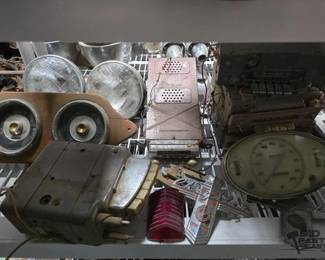 2502  5 Radios, 2 Instrument Clusters, Chrysler Emblems and Glass Tail Light 