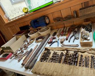 Drill bits, old hardware and wood working tools
