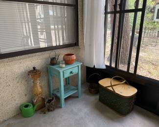 Picnic basket and other items in breezeway