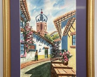 Pair of Framed Watercolors by Romero