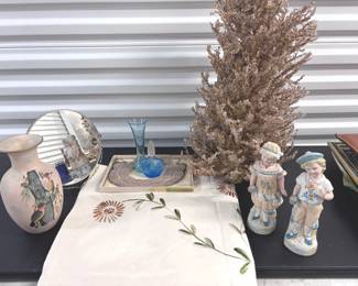 Handmade Embroidered Linen, Faux Pearl Collars,