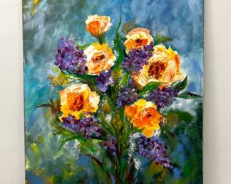 Colorful Acrylic Rose Painting