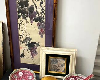 Framed Asian Art Dish Set
