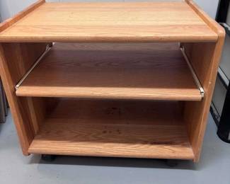 Oak Rolling Office CartShelf