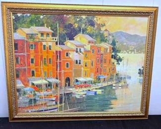 European Harbor Print Signed