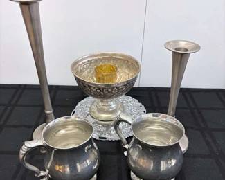 Vintage Hammered Bowl Pewter