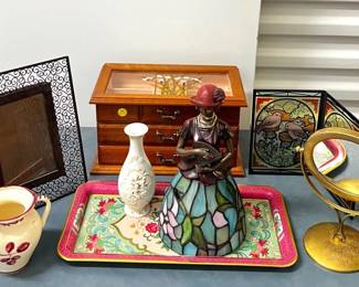Stain Glass Music Box Figure, Decor, Jewelry Box