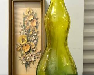 Green Modern Glass Vase Framed Floral Pop Up Art