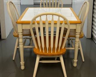 Wooden Tiled Top Dining Table Chairs