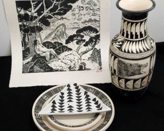 Navajo Pottery Asian Art SignedNumbered