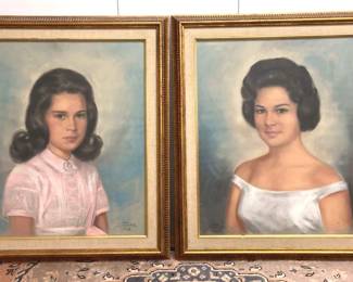 Two Vintage Pastel Portraits