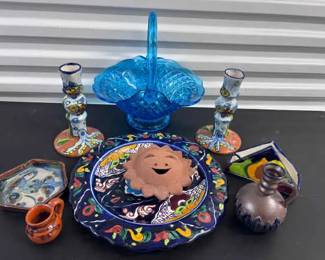 Talavera Decor Vintage Glass Basket