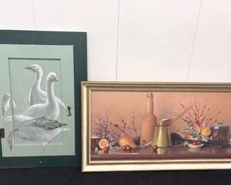 Handmade Goose Door Mirror Plus Vintage Still Life