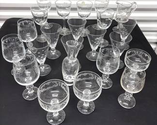 20 Pcs Etched Glassware Unique Stems