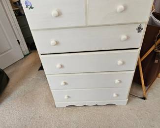 Tall White Dresser with White Knobs 