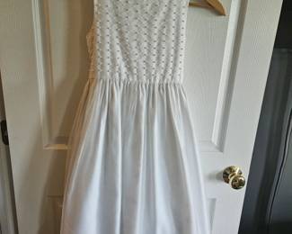 Girls White Dress with Pearl Details 