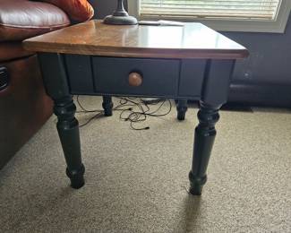 Green Painted Wooden Side Table 