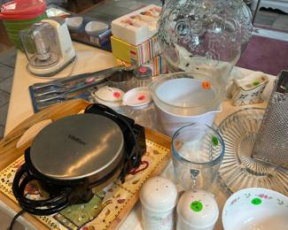 Waffle iron and candy dishes