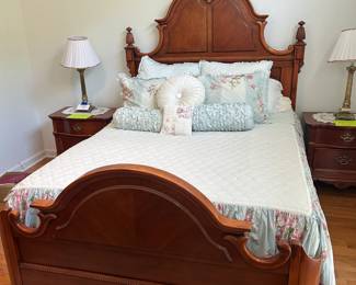 Queen Bed with mattresses and bedding