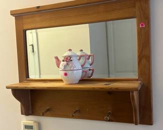 Coat rack with shelf and mirror