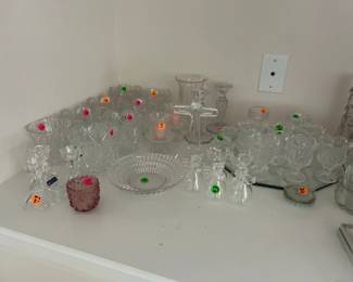 Serving dishes and religious decor