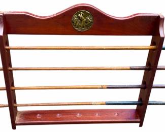 Antique Wooden Golf Clubs w/Rack