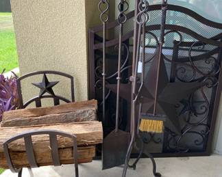 Nice Lone Star three-piece fireplace set