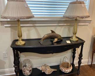Multi-use painted table - beach treasures, too