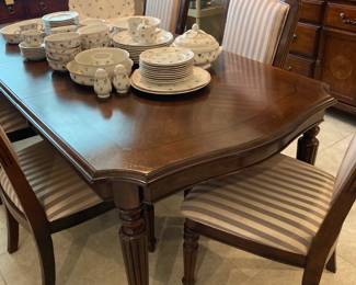 Dining table with eight chairs