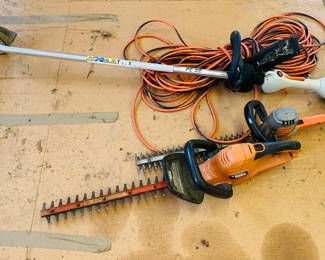 hedge clippers and Stihl concrete edger that can convert to a trimmer