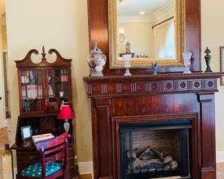 Antique Serpentine secretary desk with bookcase