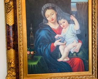 oil on canvas reproduction of "The Virgin of the Grapes" by Pierre Mignard, a French Baroque painter