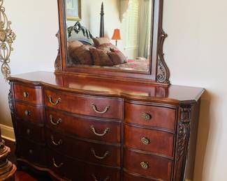 hand carved mirror and dresser---mint condition