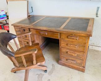 leather top desk and matching desk chair