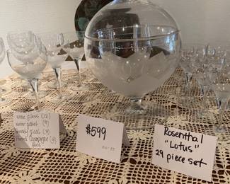 MCM Engraved Punch Bowl Set