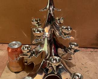 Pottery Barn Chrome Christmas Tree Candle Holder