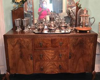 Flamed Mahogany Antique Sideboard