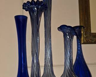 Midcentury Blue Vase Collection