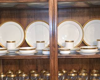 Mikasa Vanderbilt China Set - Service for 12- 24kt Gold Rim Goblets and Tea Glasses