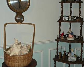 Barometer- Corner Display Cabinet- Shell Collection- Cool Large Wooden Turtle