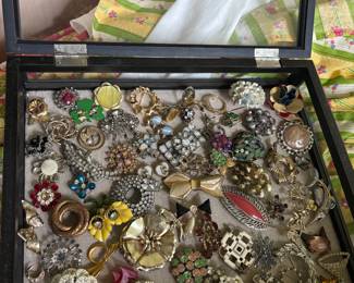 Vintage costume jewelry brooches