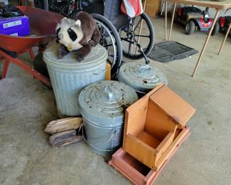Trash panda on metal cans!