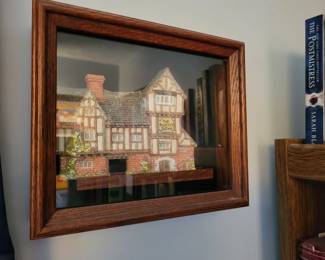 David Winter Cottages The Plucked Ducks in Wood Shadow Box Frame