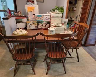 Beautiful farmhouse dining table with chairs and a bench!