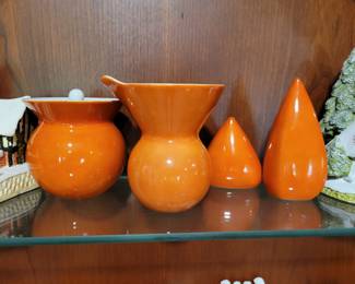 Kenji Fujita for Freeman Lederman, Mid-Century Modern creamer, sugar bowl and salt and pepper set.