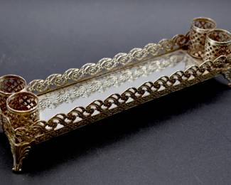 vintage mirrored lipstick holder/trinket tray