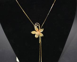 gold tone flower necklace